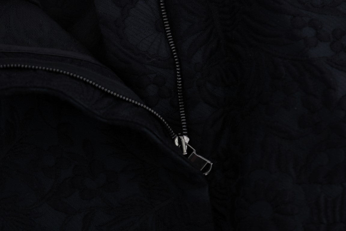 Dolce & Gabbana Schwarze Brokat Capri Shorts mit hoher Taille