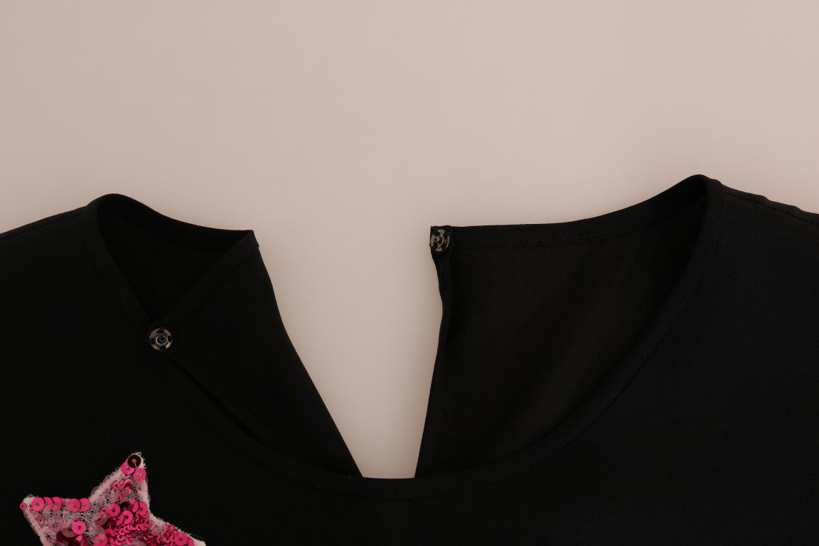 Dolce &amp; Gabbana Siyah İpek Peri Masalı Üst Kristal Bluz