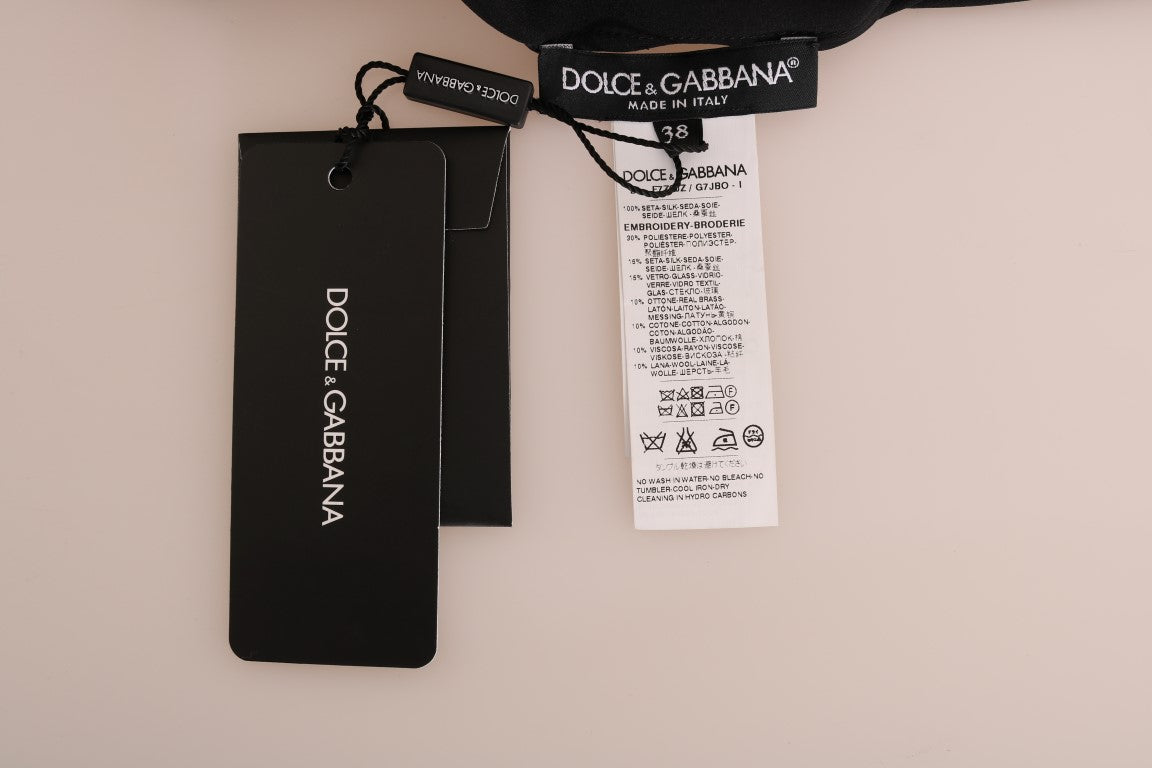 Dolce &amp; Gabbana Siyah İpek Peri Masalı Üst Kristal Bluz