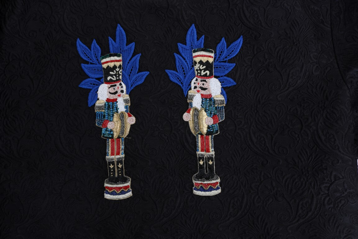 Dolce & Gabbana Schwarzer Märchen-Brokat-Reißverschluss-Pullover