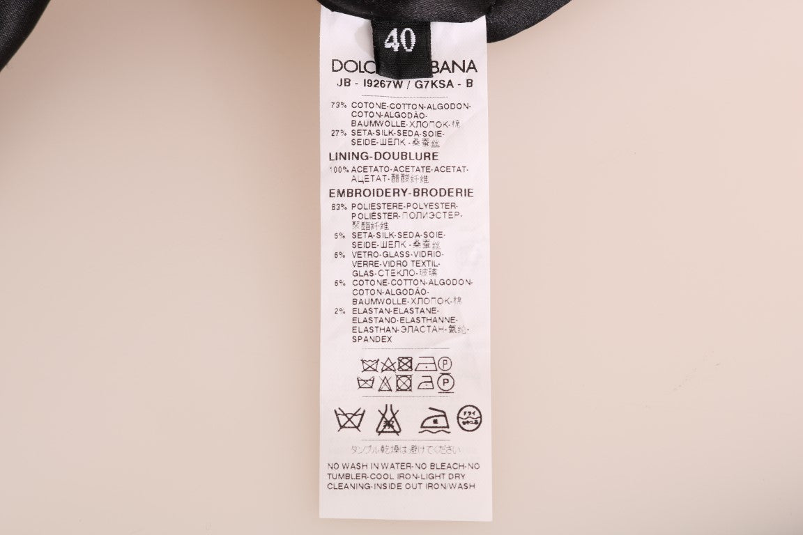 Dolce & Gabbana Schwarzer Märchen-Brokat-Reißverschluss-Pullover