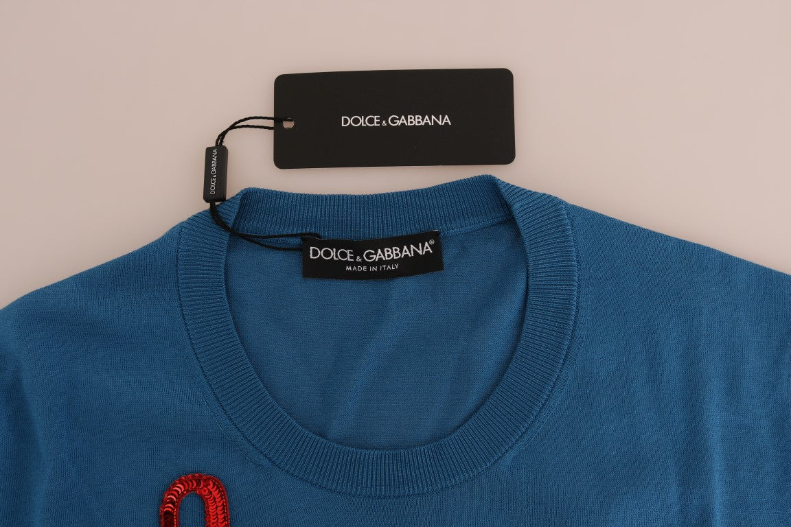 Dolce & Gabbana Blauer Seidenpullover Love is Pullover