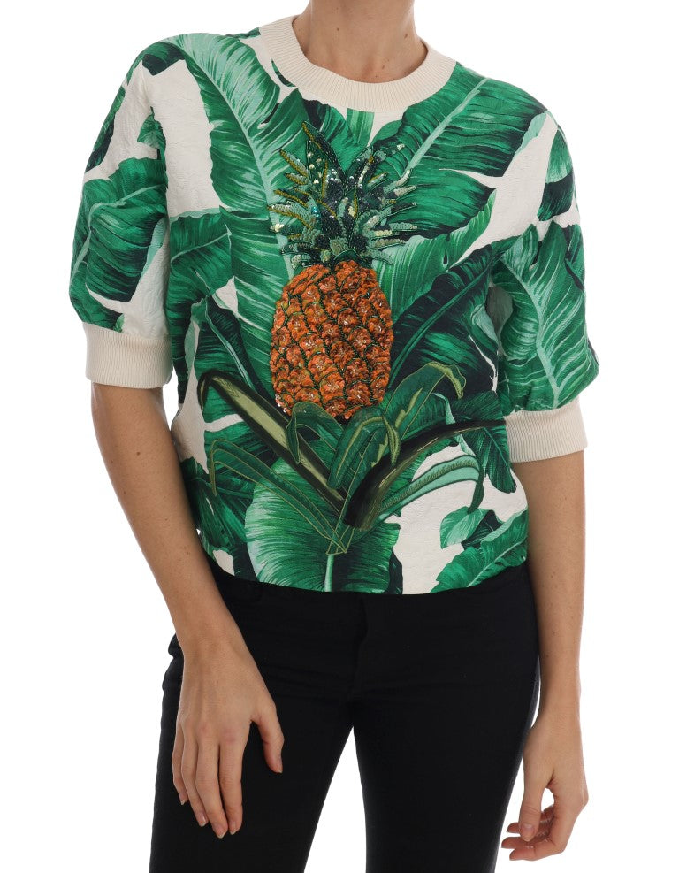 Dolce & Gabbana ananas ve muz payetli yuvarlak yaka kazak