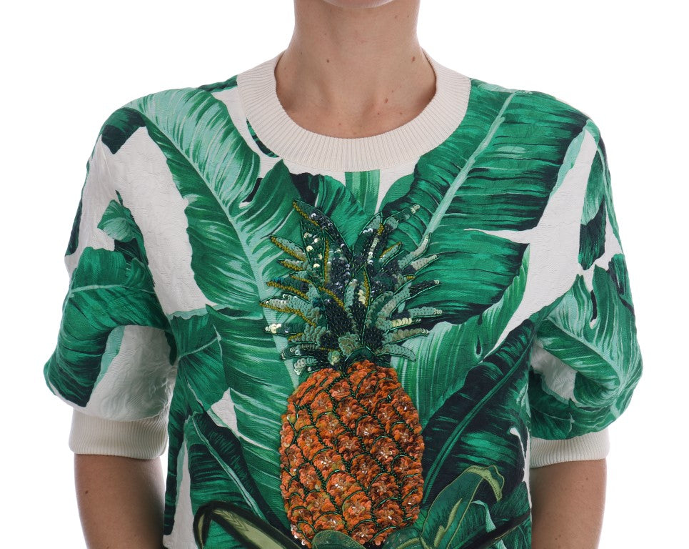 Dolce & Gabbana ananas ve muz payetli yuvarlak yaka kazak