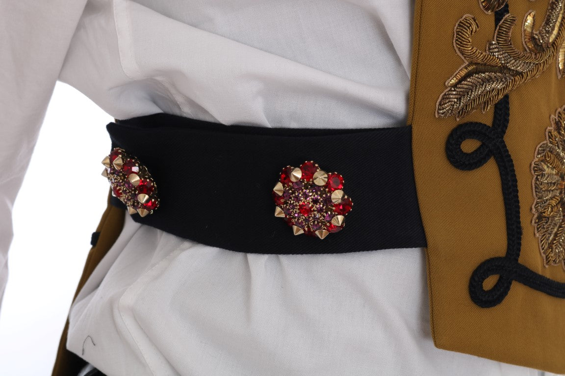 Dolce &amp; Gabbana Sarı Kristal Çapraz Yelek Ceket