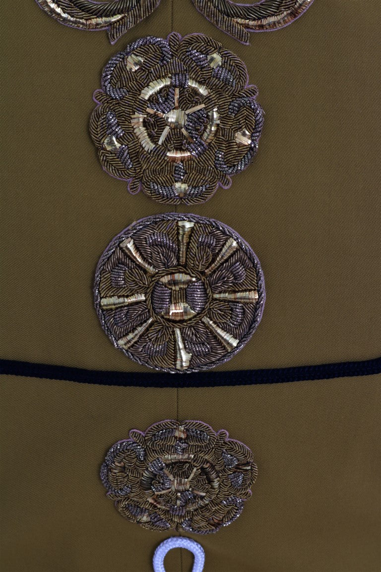 Dolce &amp; Gabbana Sarı Kristal Çapraz Yelek Ceket