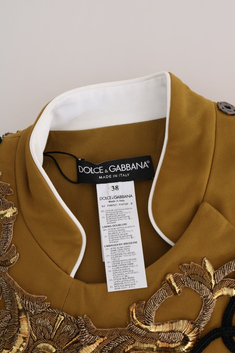 Dolce &amp; Gabbana Sarı Kristal Çapraz Yelek Ceket