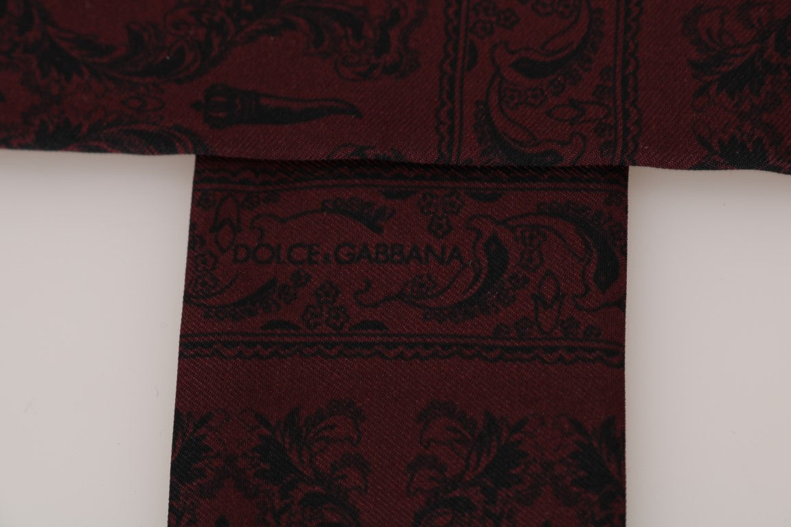Dolce & Gabbana Bordeauxfarbener Seidenschal Crown Chili