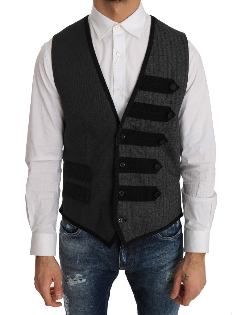 Dolce &amp; Gabbana Slim-fit vest in grey wool with pattern