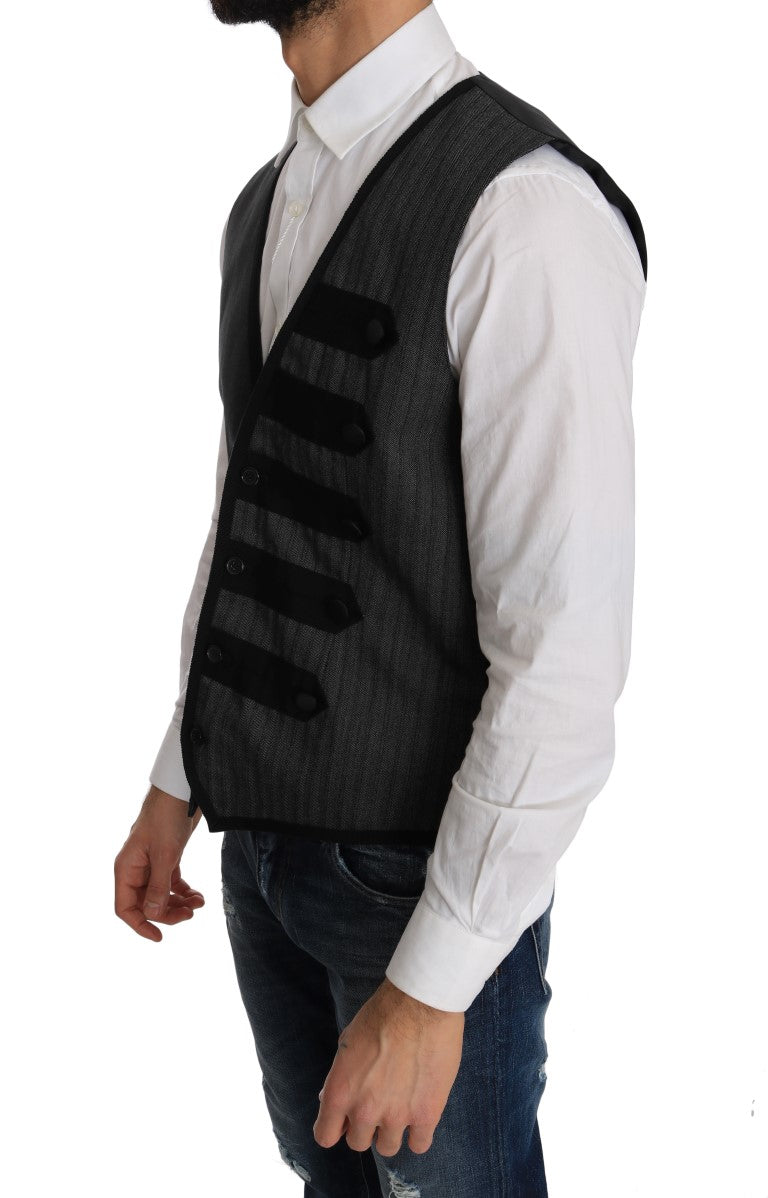Dolce &amp; Gabbana Slim-fit vest in grey wool with pattern
