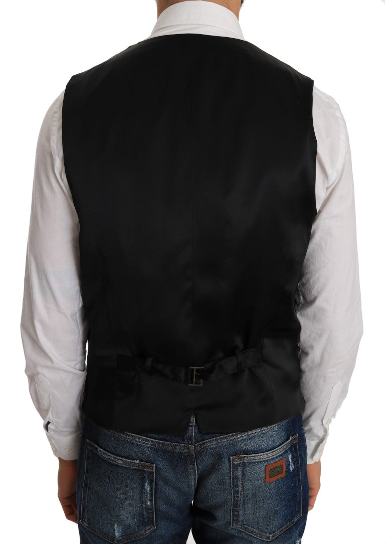 Dolce &amp; Gabbana Slim-fit vest in grey wool with pattern