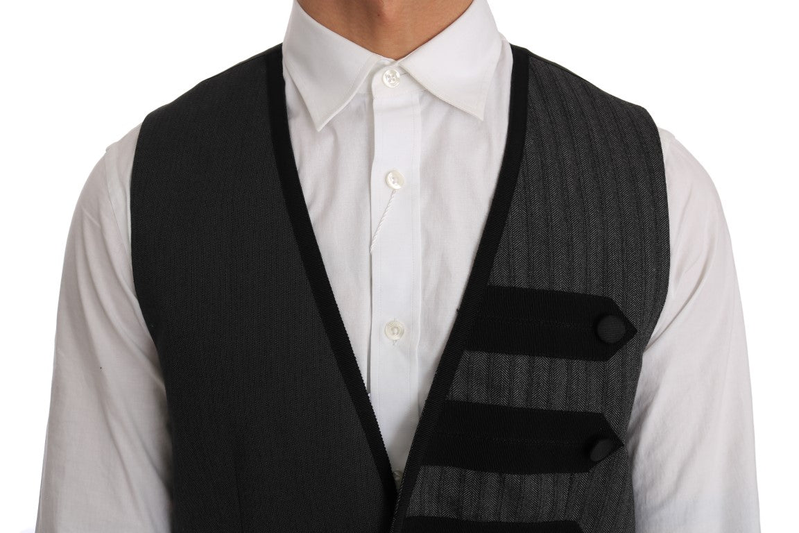 Dolce &amp; Gabbana Slim-fit vest in grey wool with pattern