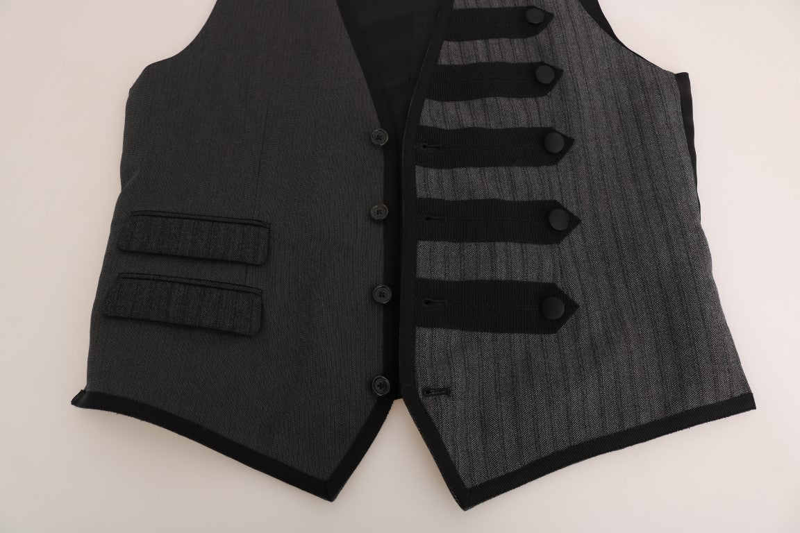 Dolce &amp; Gabbana Slim-fit vest in grey wool with pattern