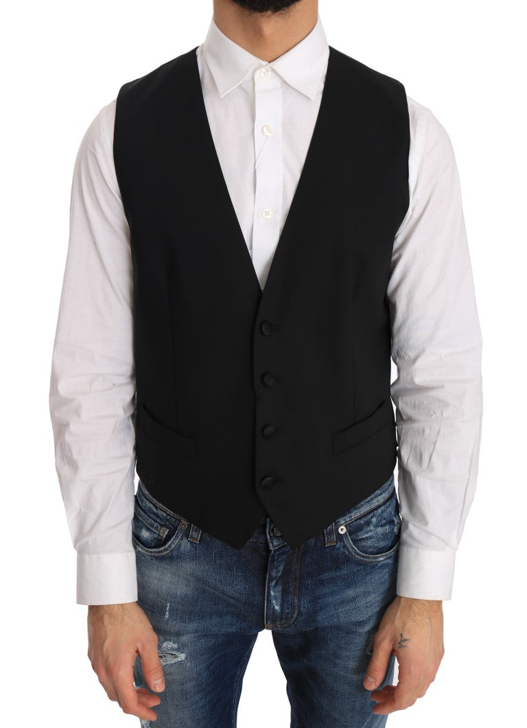 Dolce &amp; Gabbana Black silk wool vest