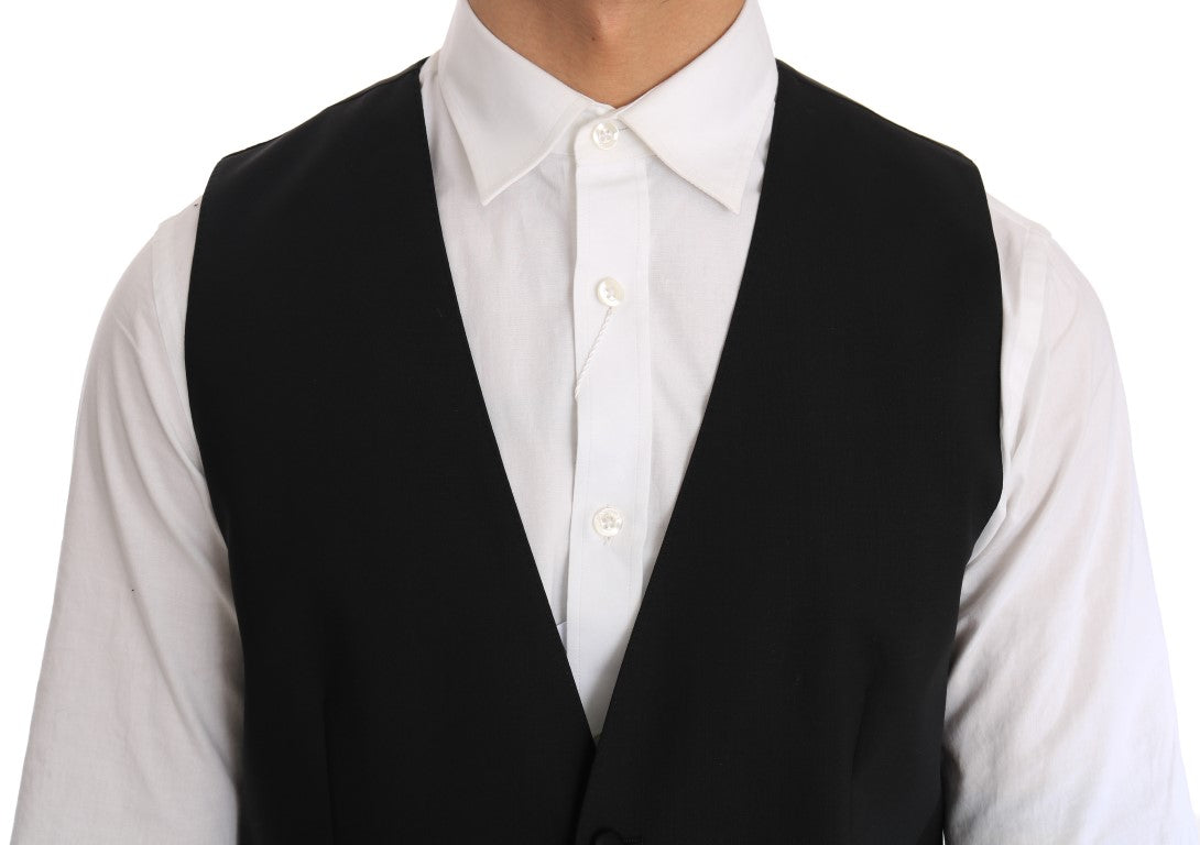 Dolce &amp; Gabbana Black silk wool vest