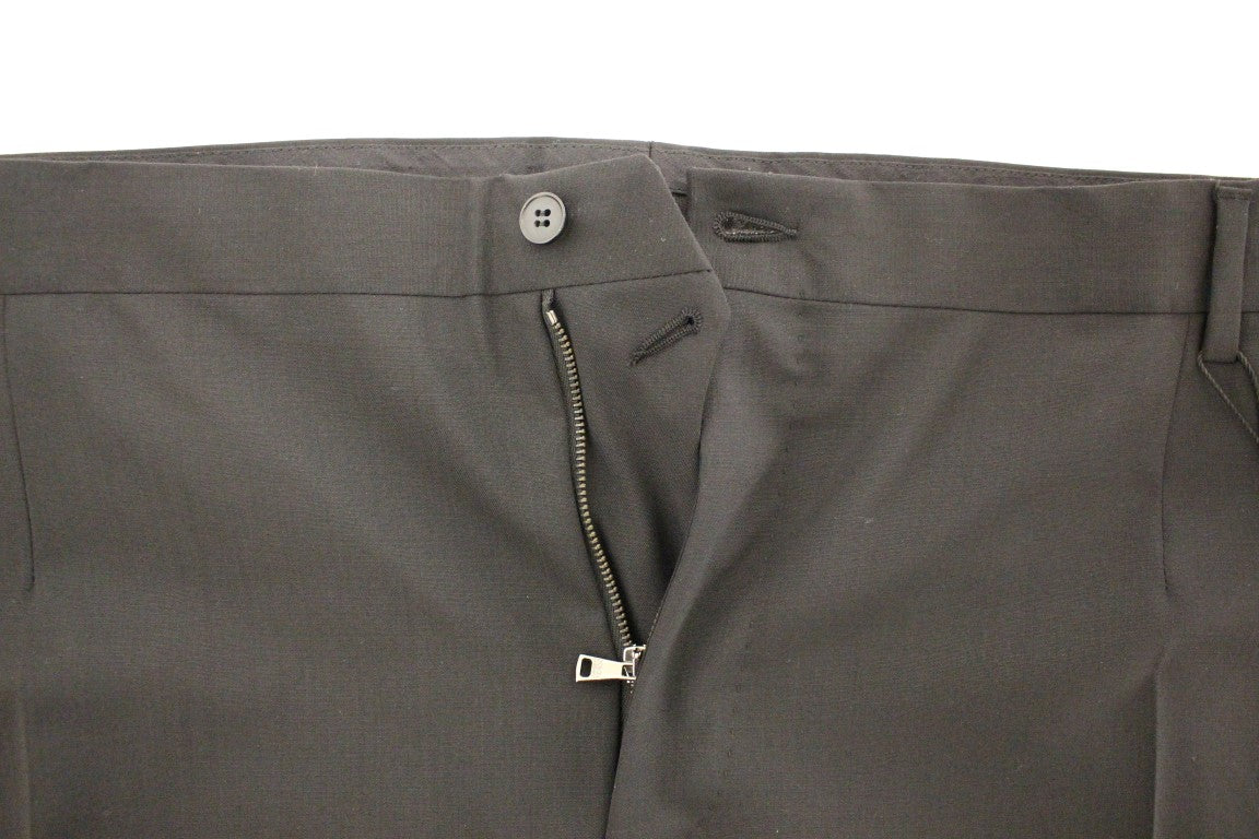 Dolce & Gabbana Schwarze Stretch-Faltenhose aus Wolle