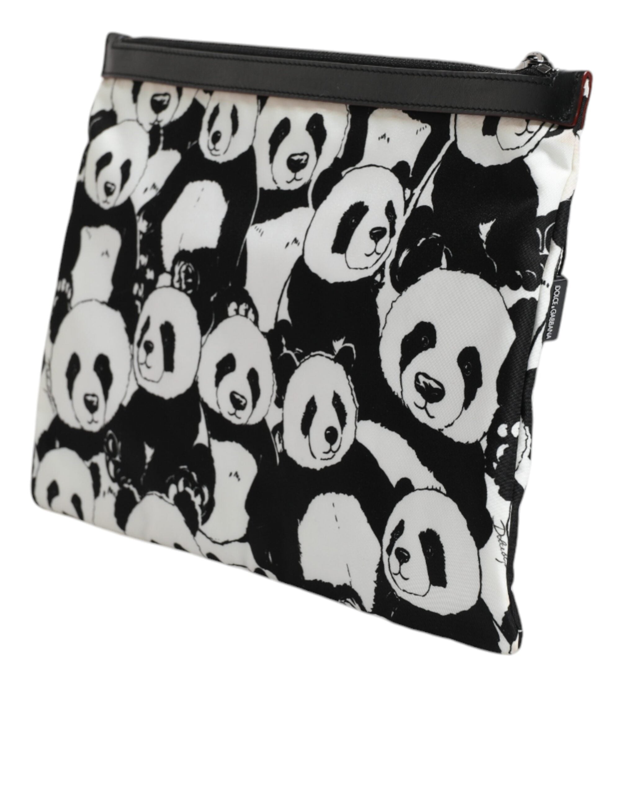 Dolce & Gabbana Schwarz-weißes Panda-Muster Clutch Pouch Tasche