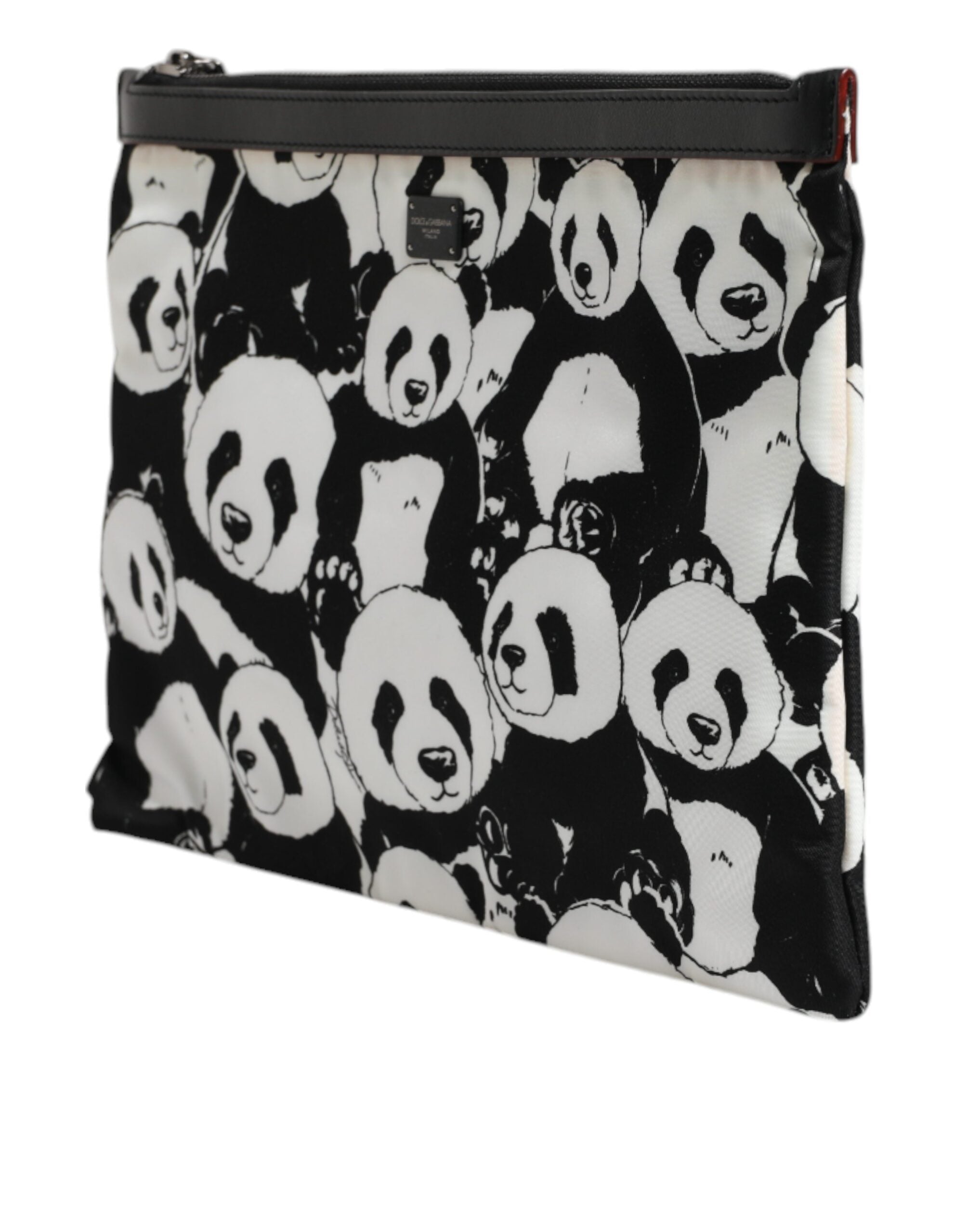 Dolce & Gabbana Schwarz-weißes Panda-Muster Clutch Pouch Tasche