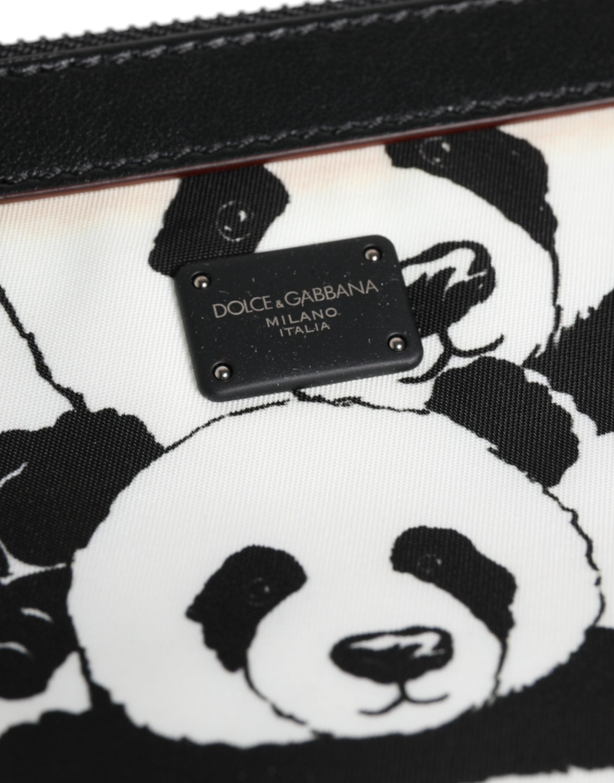 Dolce & Gabbana Schwarz-weißes Panda-Muster Clutch Pouch Tasche