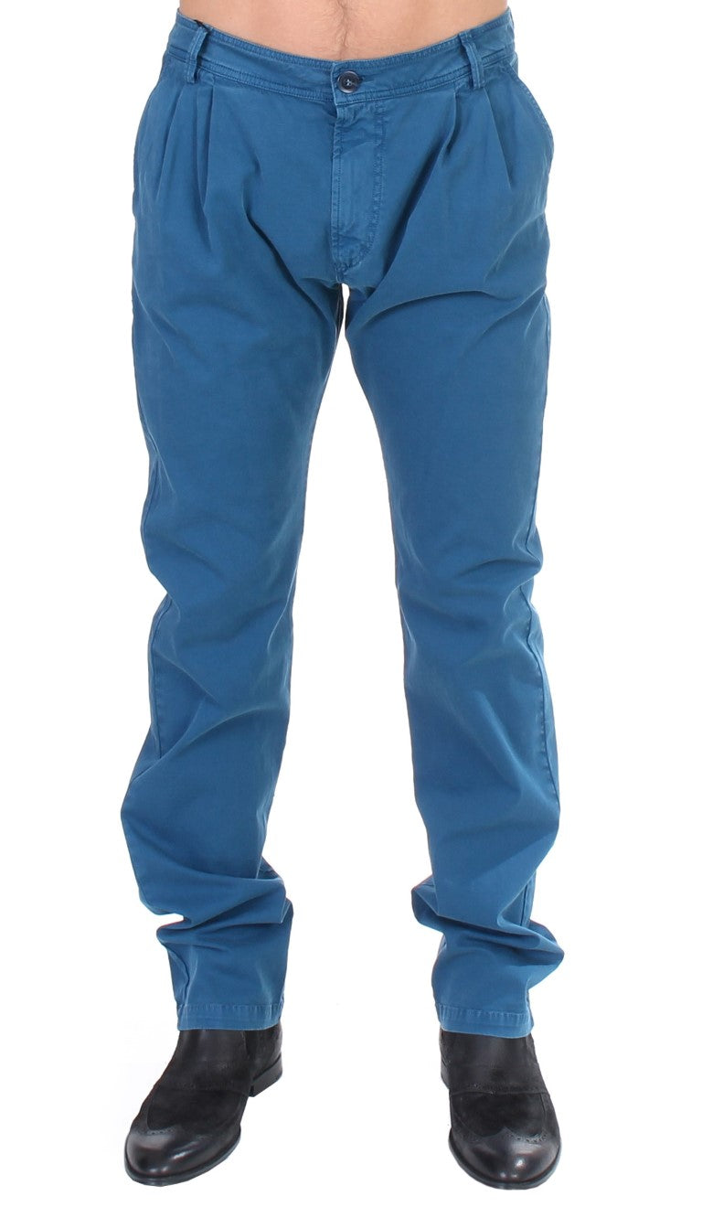 GF Ferre Blue Straight Fit Cotton Chinos