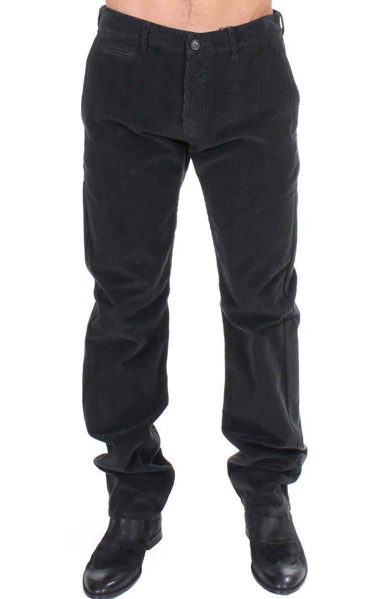 GF Ferre Black cotton corduroy trousers in a straight fit