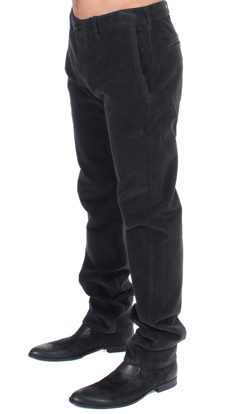 GF Ferre Black cotton corduroy trousers in a straight fit
