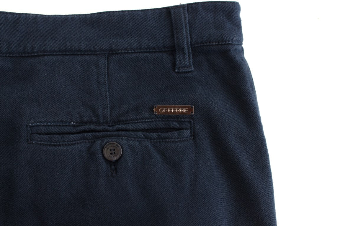 GF Ferre Blaue Stretch-Hose mit gerader Passform Chinos