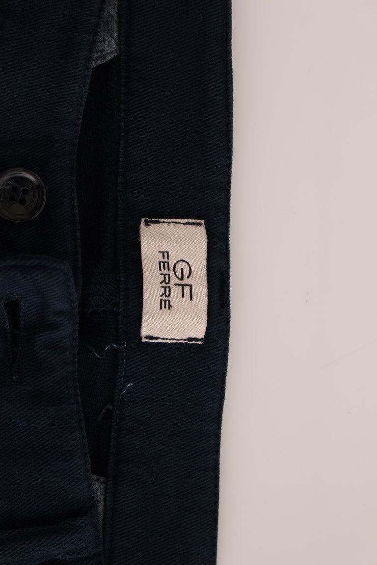 GF Ferre Blaue Stretch-Hose mit gerader Passform Chinos