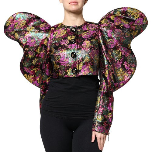 Dolce &amp; Gabbana cropped jacket in multicolored floral jacquard