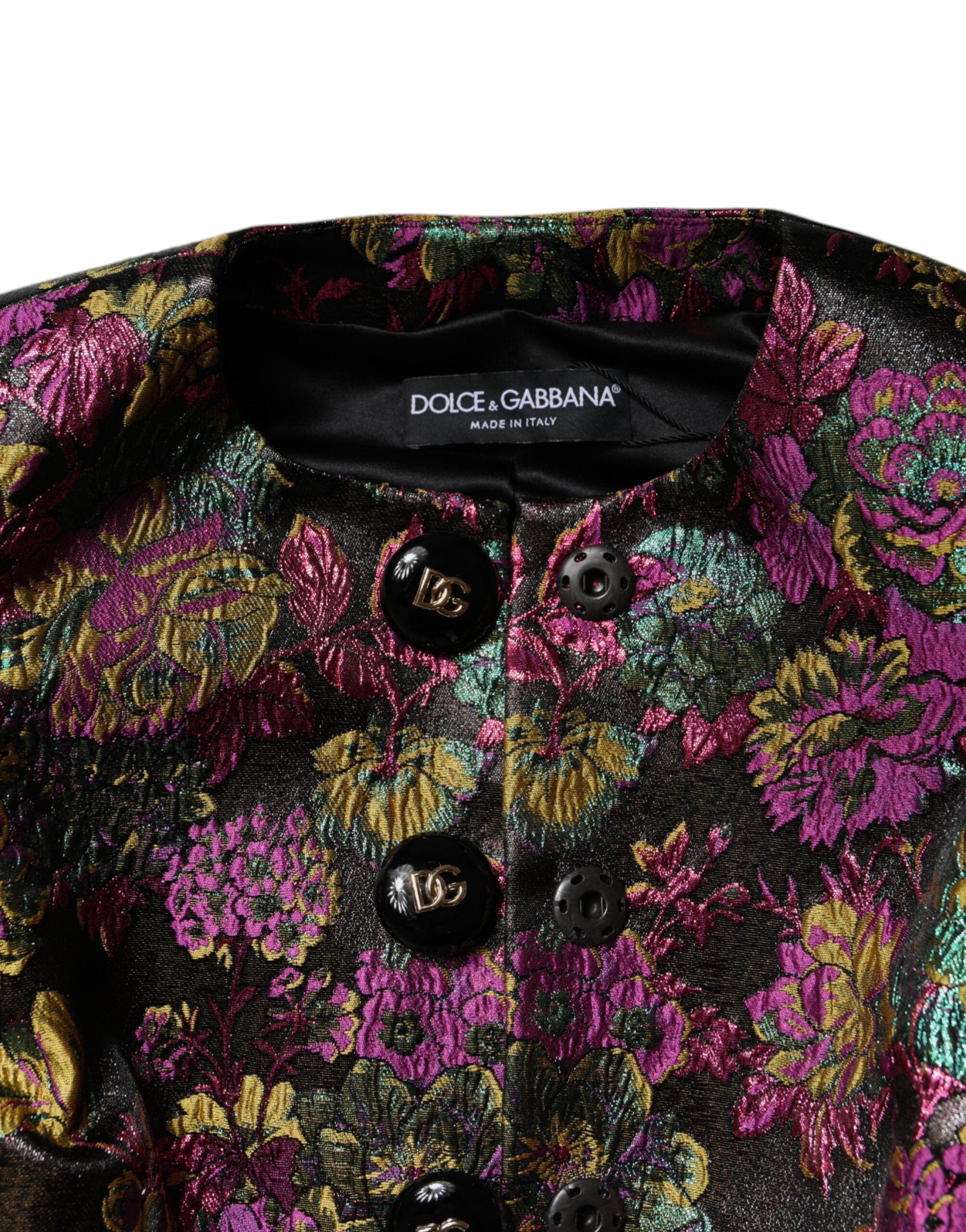 Dolce & Gabbana Gekürzte Jacke aus mehrfarbigem Blumen-Jacquard