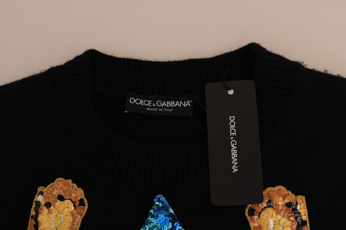 Dolce & Gabbana Fairy Tale Crystal Schwarzer Kaschmirpullover