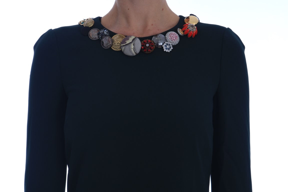 Dolce &amp; Gabbana Emerald Crystal Embellished A-line Dress