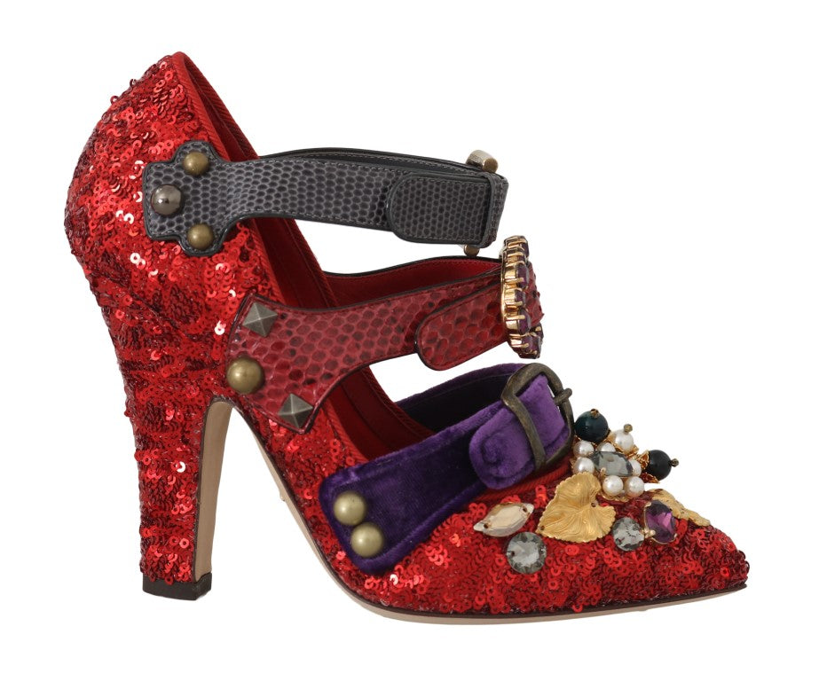 Dolce &amp; Gabbana Red Bellucci Alta Moda embellished pumps