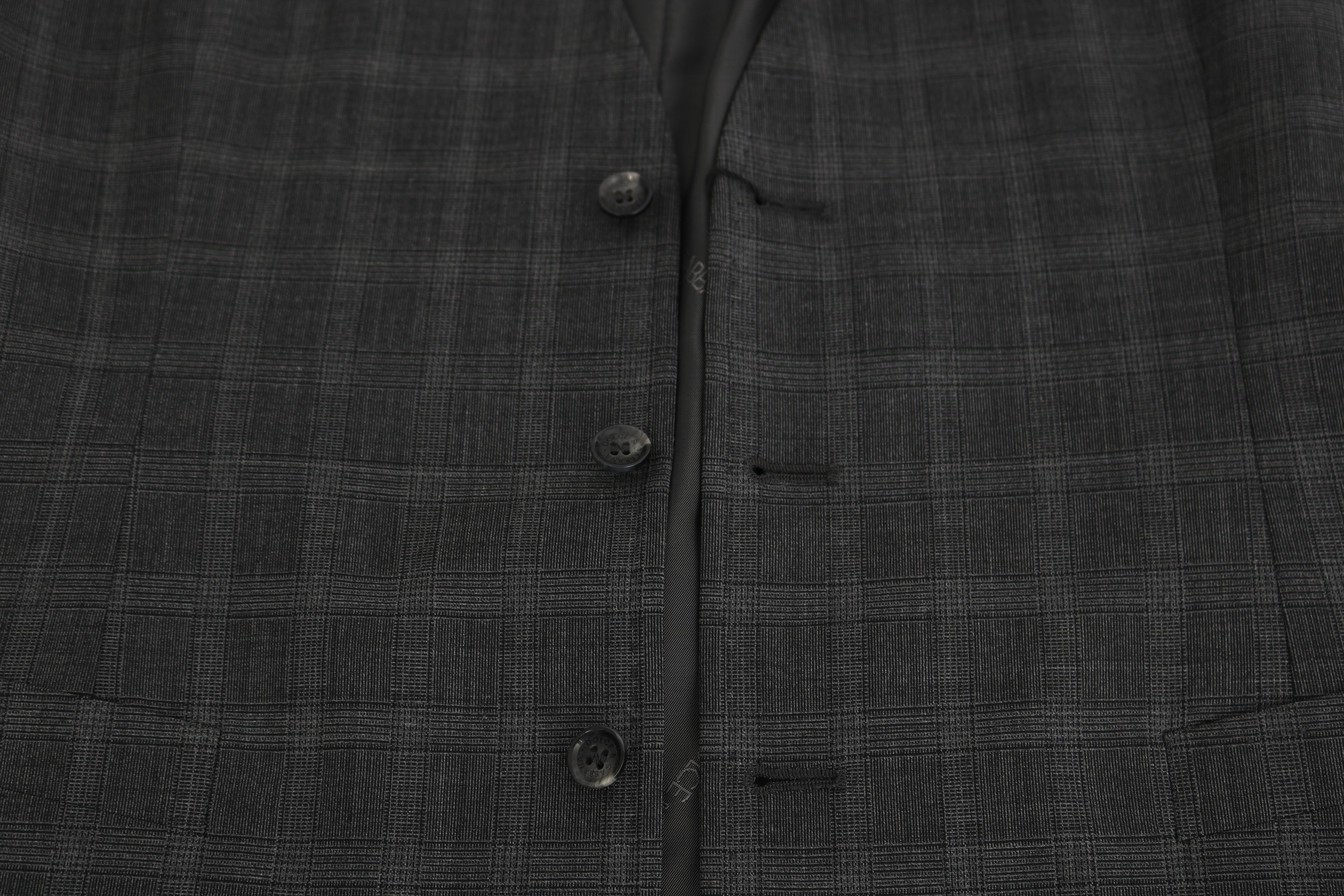 Dolce &amp; Gabbana Grey Wool STAFF Checked Stretch Vest
