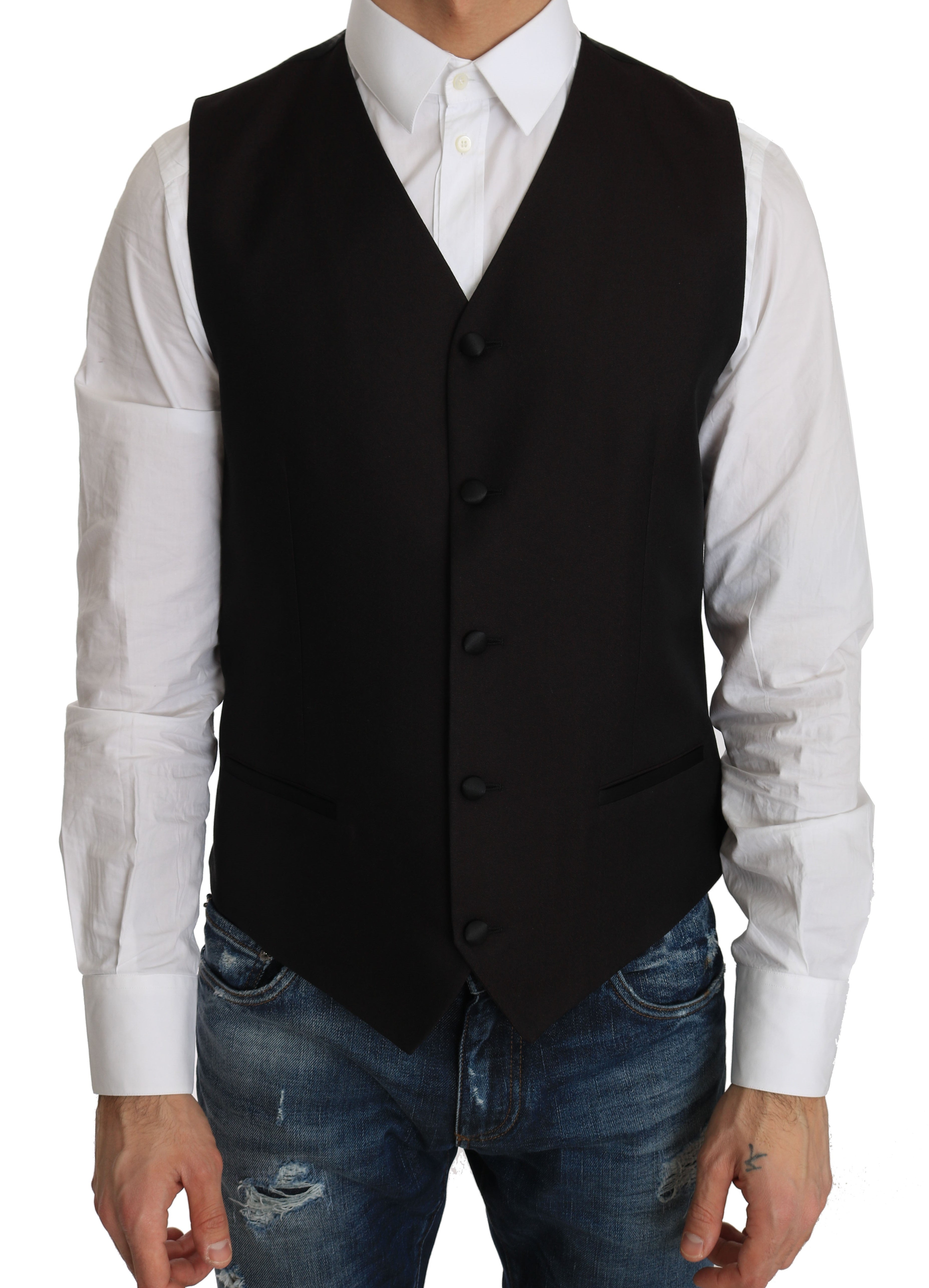 Dolce &amp; Gabbana Black Silk Vest