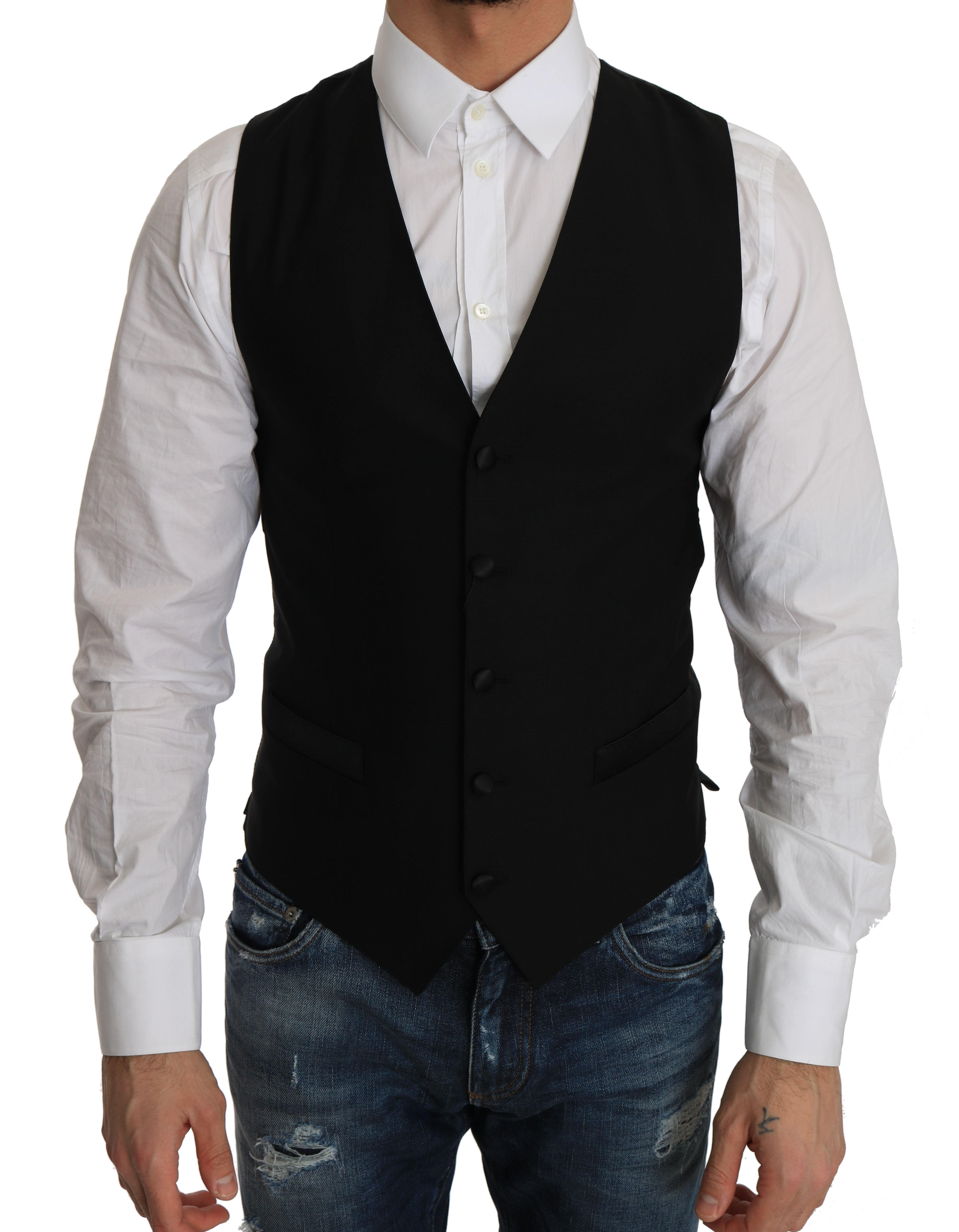 Dolce &amp; Gabbana Black Wool Vest