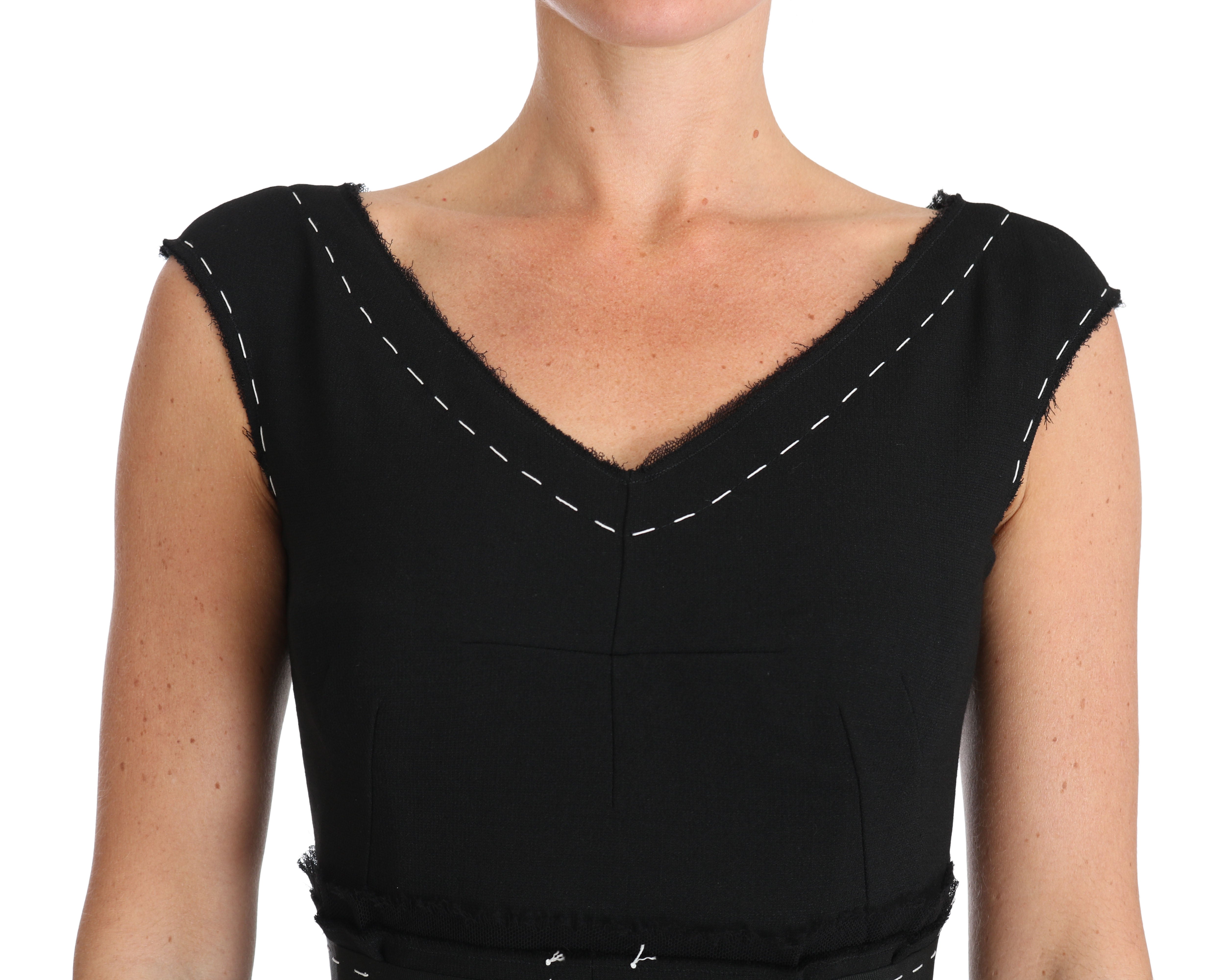 Dolce &amp; Gabbana Black stretch wool A-line sheath dress
