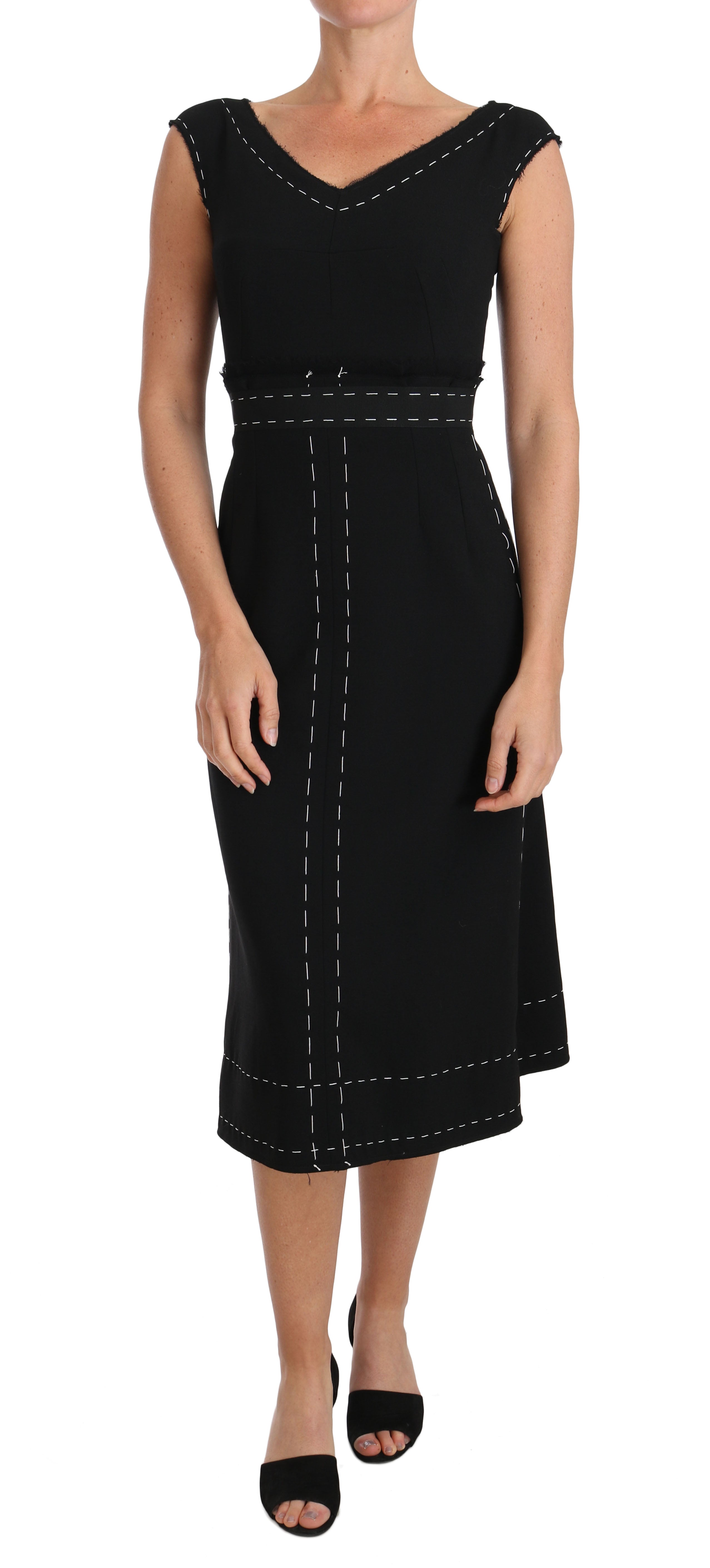 Dolce &amp; Gabbana Black stretch wool A-line sheath dress