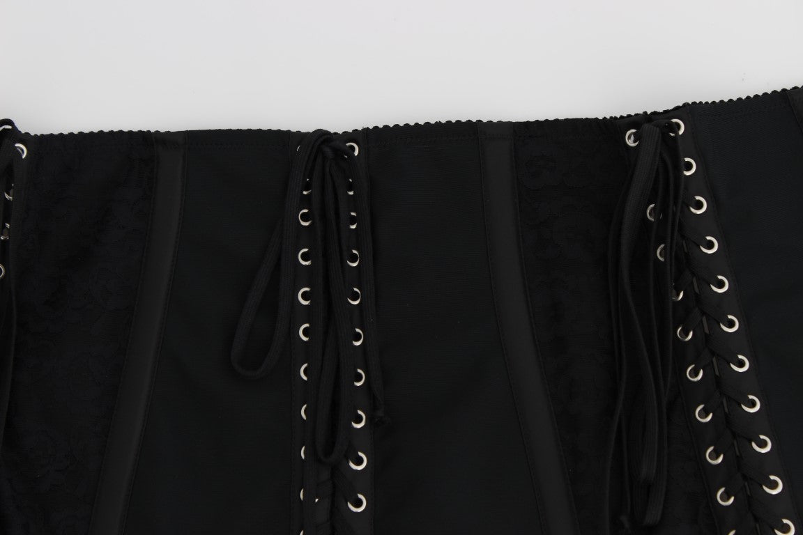 Dolce &amp; Gabbana Black Stretch Corset Waist Belt