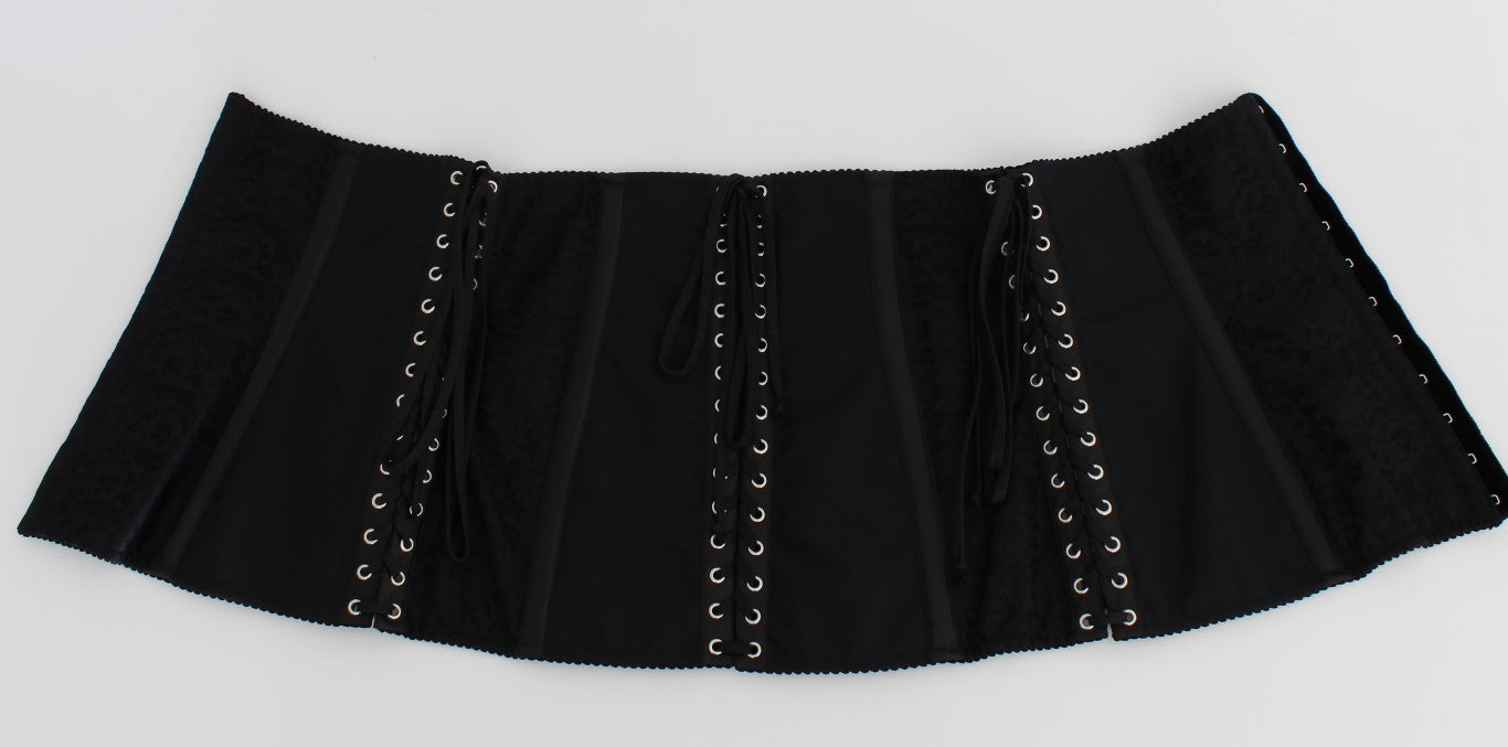 Dolce &amp; Gabbana Black Stretch Corset Waist Belt