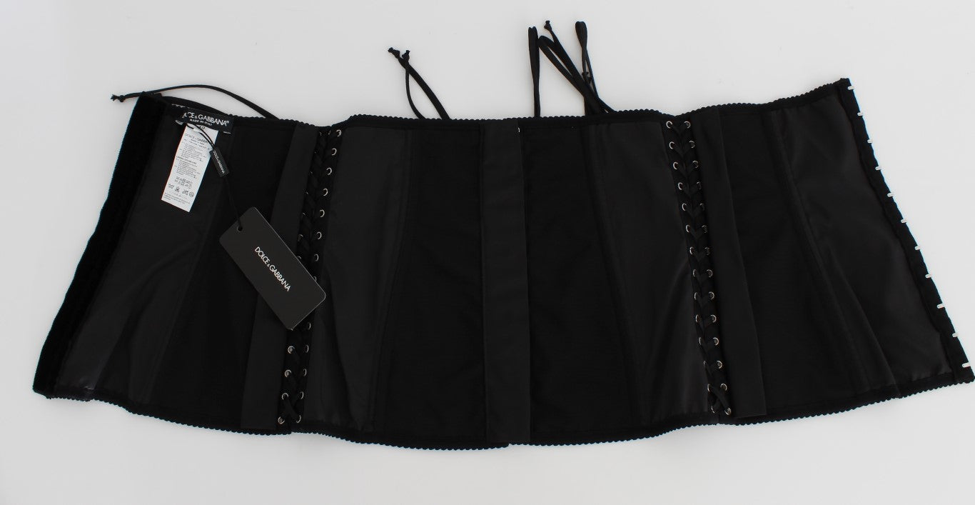 Dolce &amp; Gabbana Black Stretch Corset Waist Belt