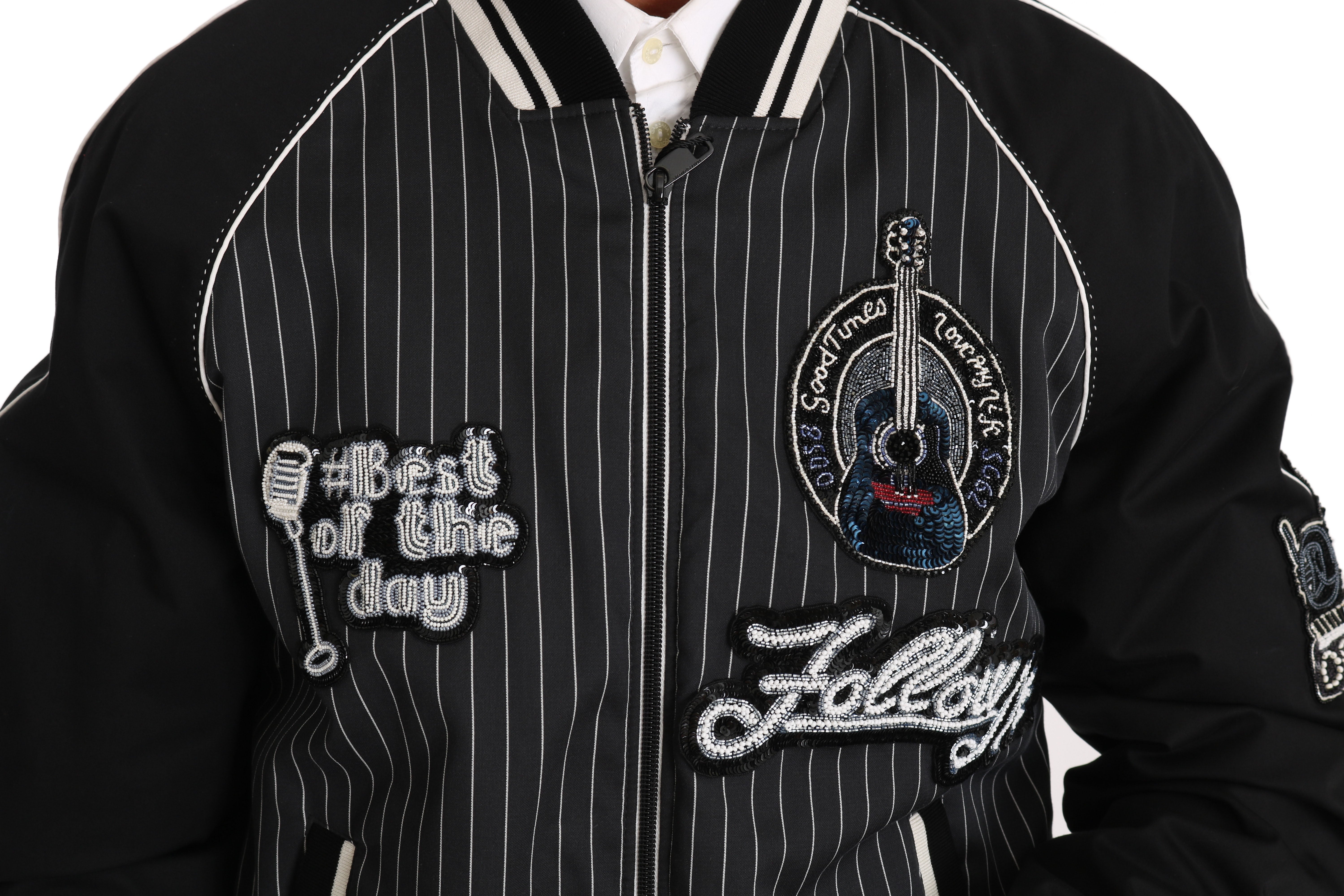 Dolce & Gabbana Schwarze DD58 SG62 Paillettenbesetzte Perlenjacke