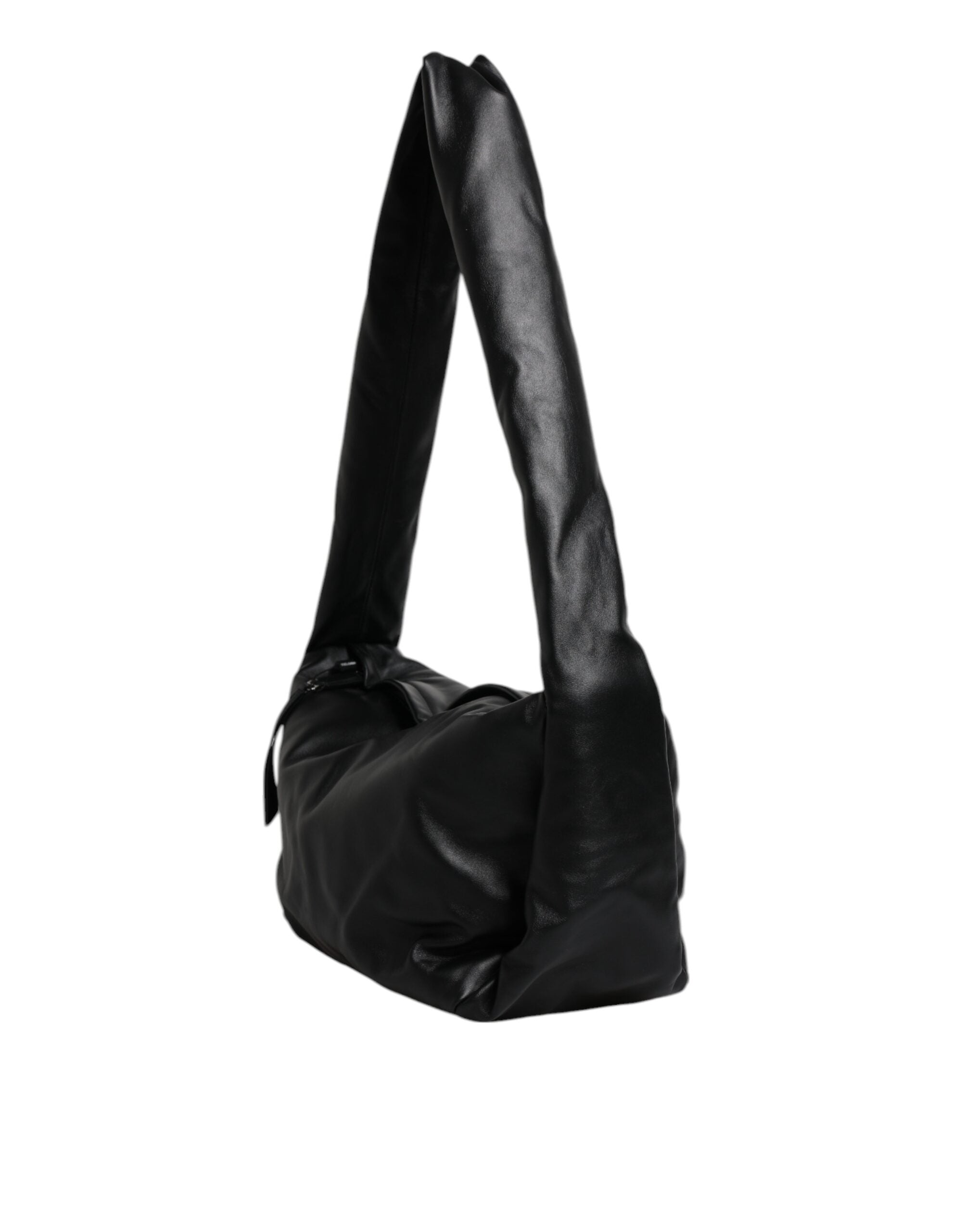 Dolce & Gabbana Schwarze Leder-Logo-Plakette Umhängetasche