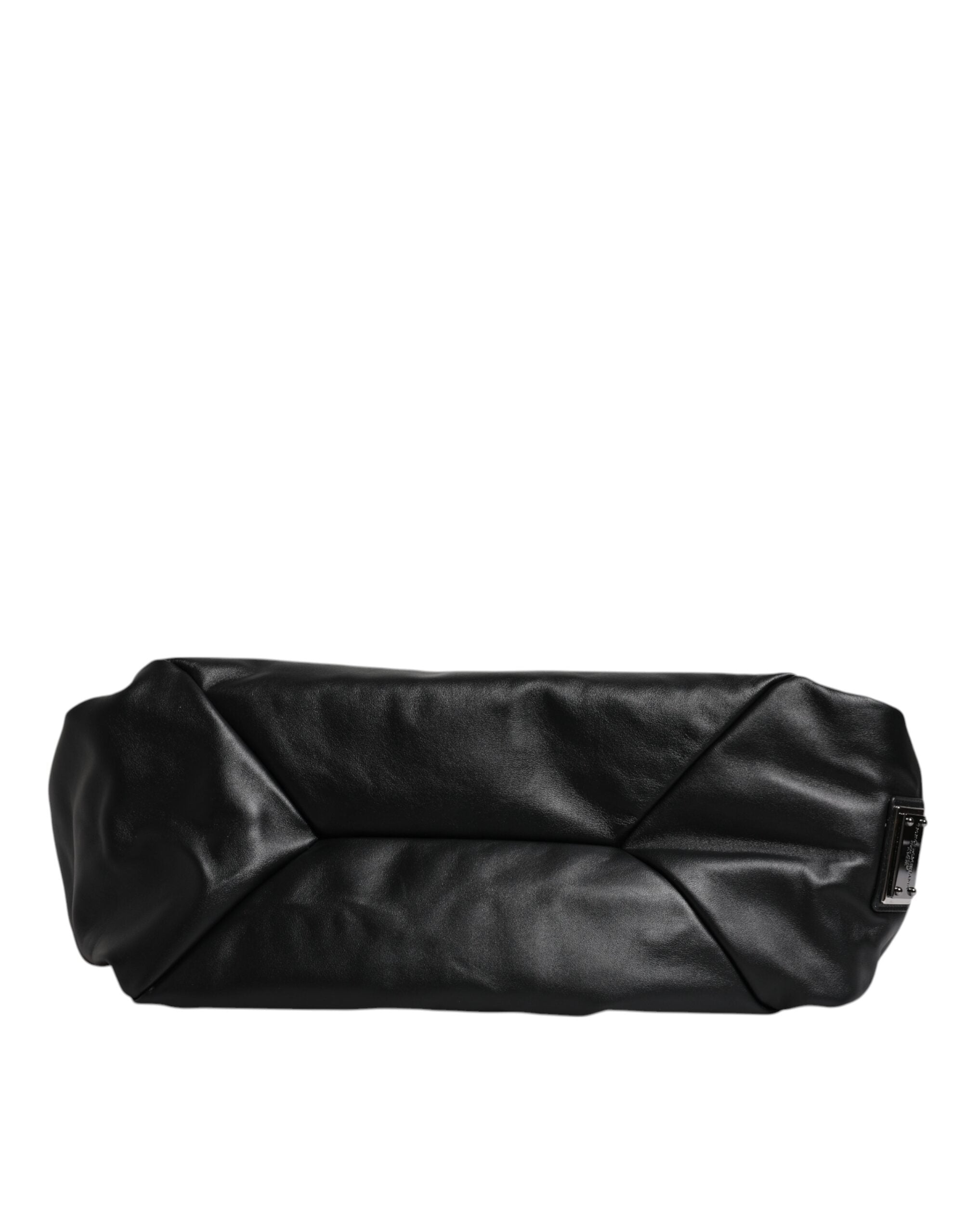 Dolce & Gabbana Schwarze Leder-Logo-Plakette Umhängetasche