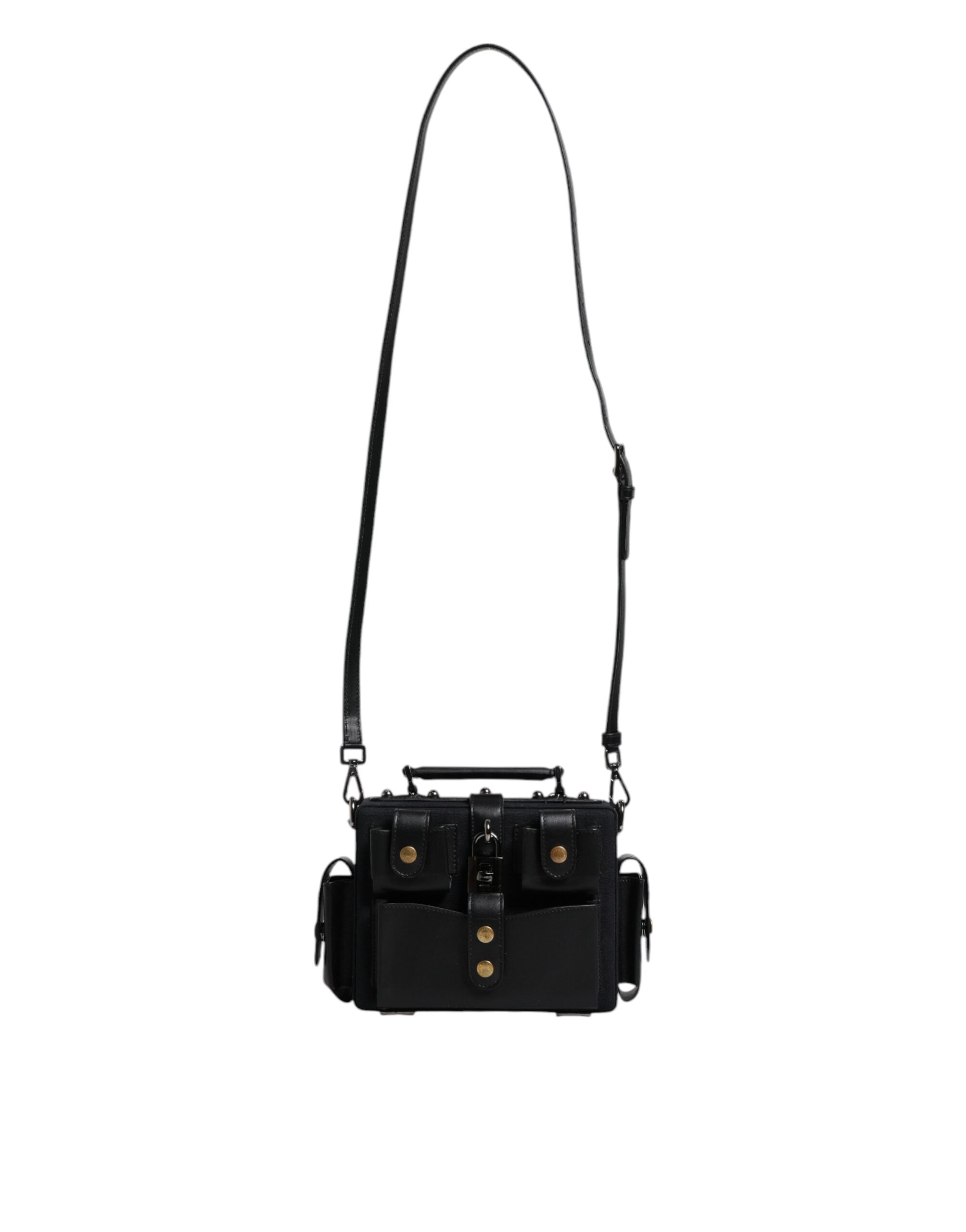 Dolce & Gabbana Schwarze Leder Crossbody Tasche mit oberem Griff