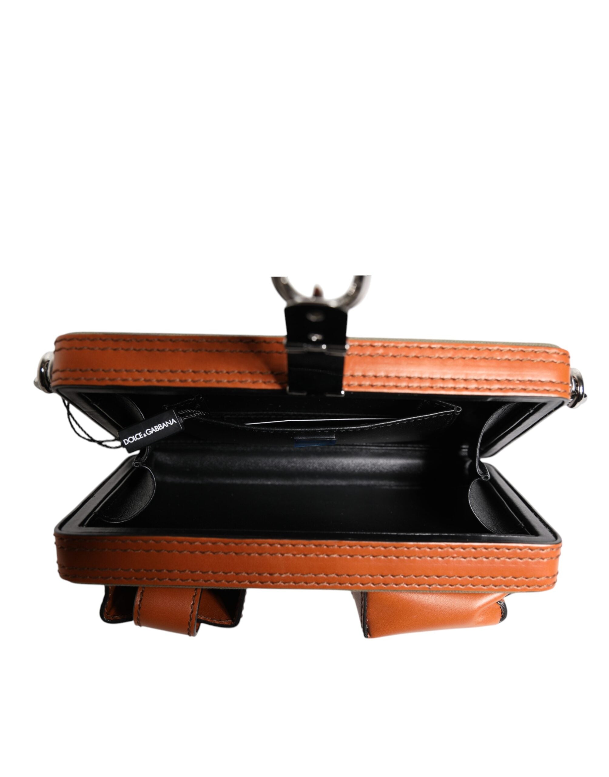 Dolce & Gabbana Grün Braun Leder Clutch Geldbeutel Tasche