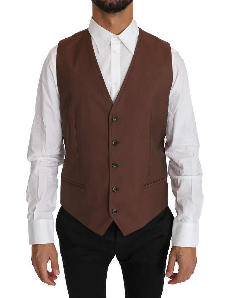 Dolce &amp; Gabbana Brown Wool and Silk Vest