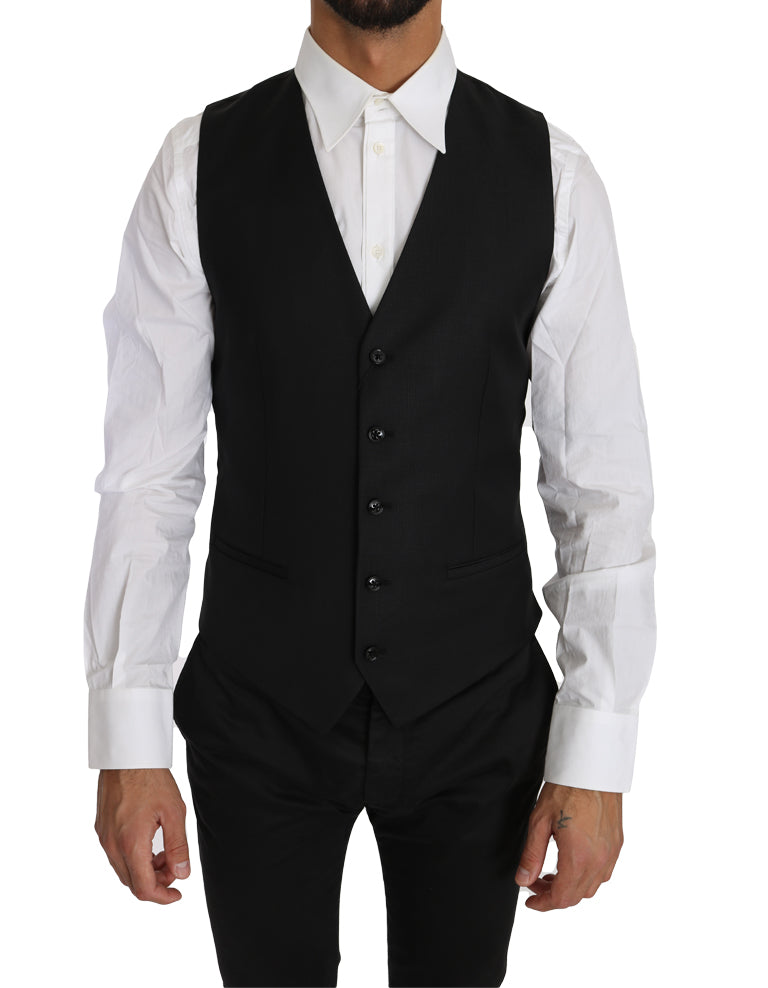 Dolce &amp; Gabbana Black vest made of solid wool and silk