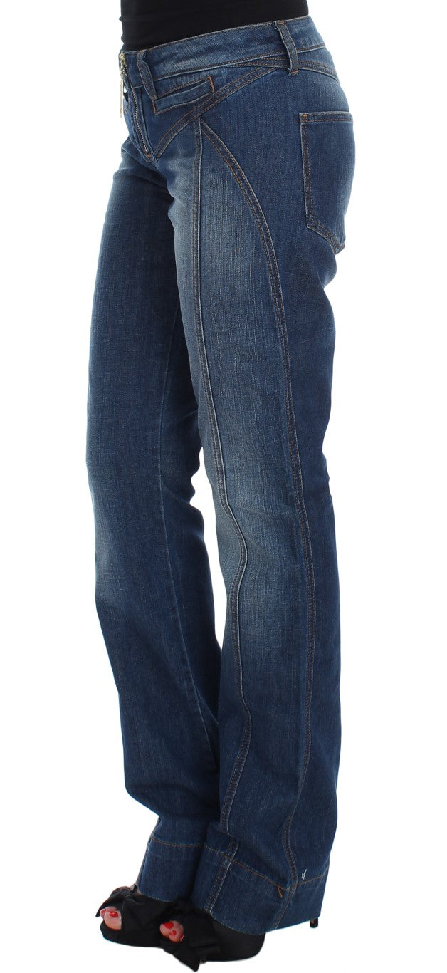 Cavalli Blau gewaschene Baumwoll-Stretch-Jeans mit Stiefelschnitt