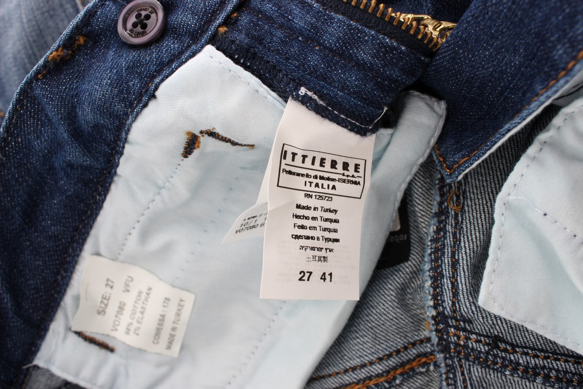 Cavalli Blau gewaschene Baumwoll-Stretch-Jeans mit Stiefelschnitt